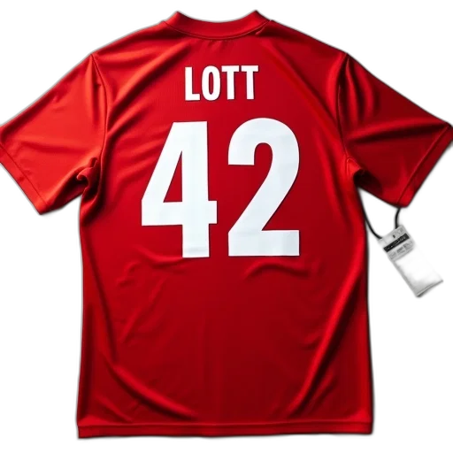 red, jersey, name, lott, number, back, laid, out transparent PNG cut-out