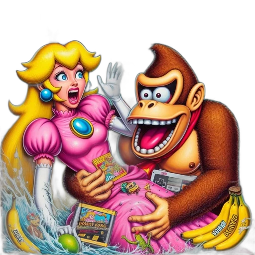 animal, concept art, comic book art, pixel art, cartoon, underwater, anthropomorphic, gorilla transparent PNG cut-out
