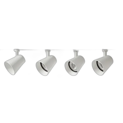 jewelry, 3d render, white, track, lighting, system, four, spotlights transparent PNG cut-out