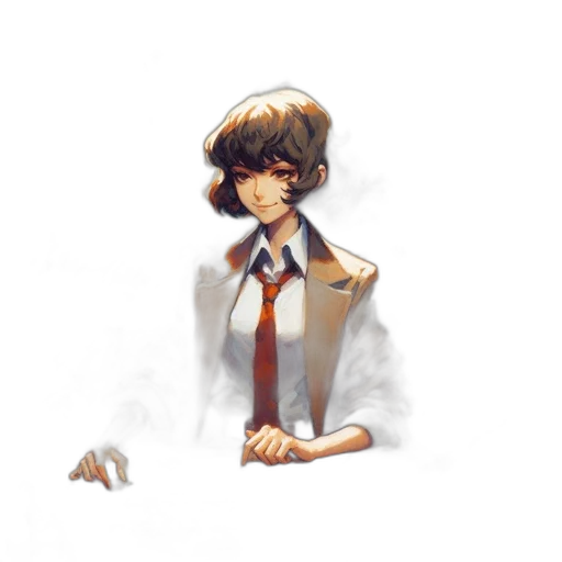 staff, jacket, face, concept art, pixel art, anime, watercolor, fog transparent PNG cut-out
