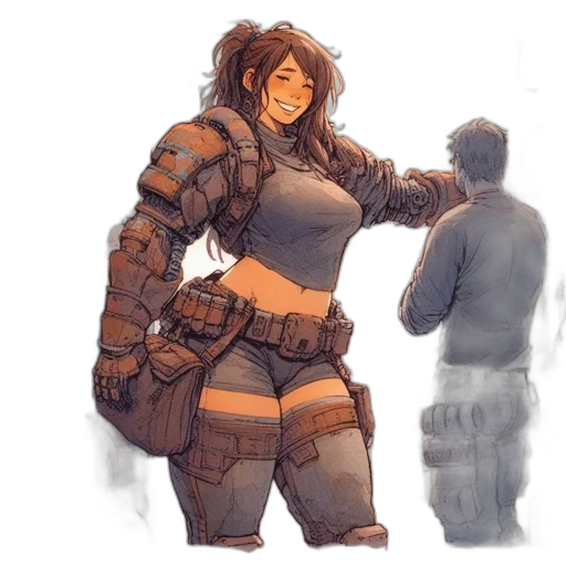 jacket, weapon, robot, concept art, watercolor, comic book art, fantasy art, fire transparent PNG cut-out