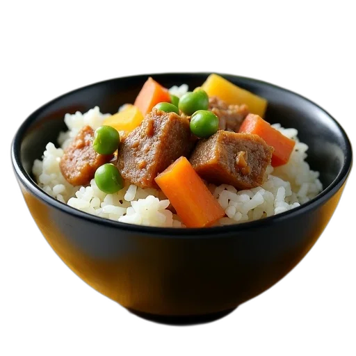 food, photorealistic, 3d render, black, bowl, filled, variety, items transparent PNG cut-out