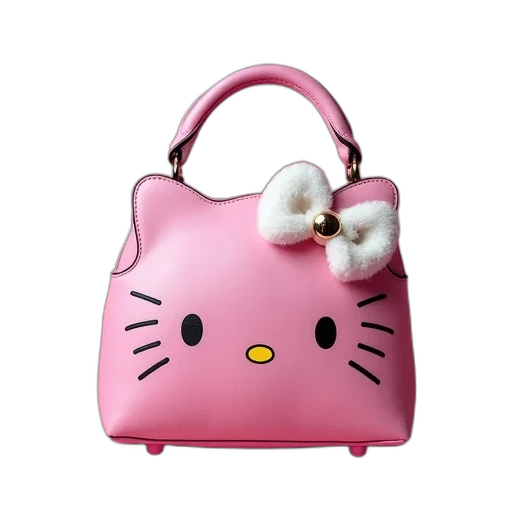 photorealistic, purse, pink, hello, kitty, head transparent PNG cut-out