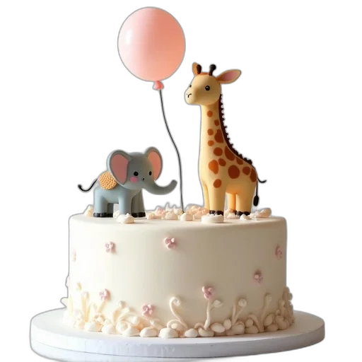 3d render, pastel, adorable, baby, shower, cake, topped, elephants transparent PNG cut-out