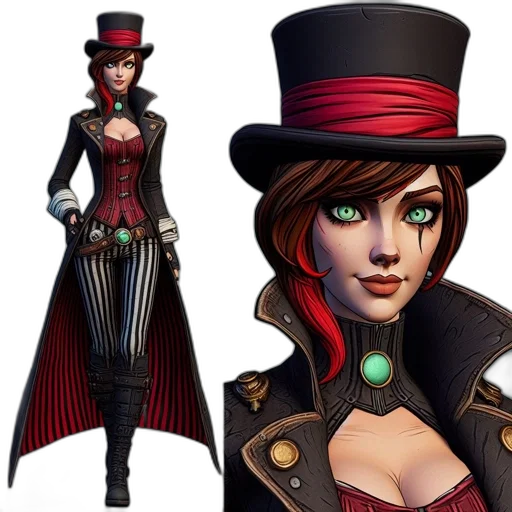 hat, concept art, fantasy art, comic book art, pixel art, dark, red, woman transparent PNG cut-out