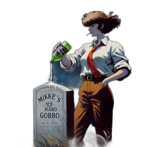 bottle, robot, concept art, comic book art, pixel art, fantasy art, graveyard, night transparent PNG cut-out