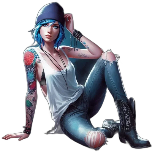 hat, cyberpunk, concept art, comic book art, fantasy art, neon lights, blue, neon transparent PNG cut-out