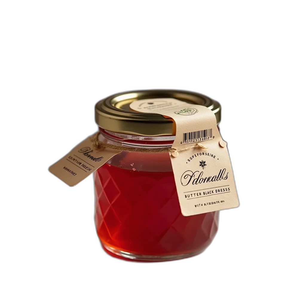 food, bottle, crown, 3d render, photorealistic, glass, jar, red transparent PNG cut-out