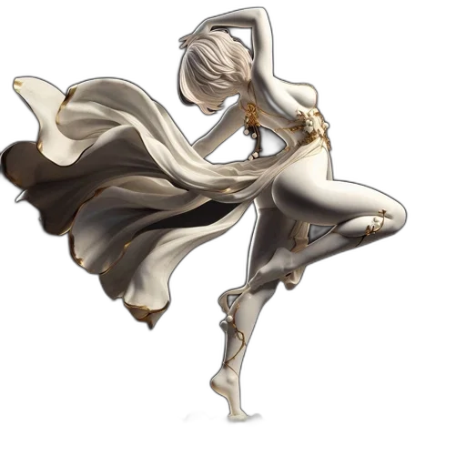 dress, staff, weapon, hair, concept art, fantasy art, watercolor, anime transparent PNG cut-out