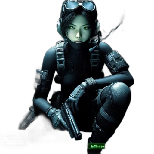 weapon, robot, staff, mask, concept art, cyberpunk, comic book art, fantasy art transparent PNG cut-out