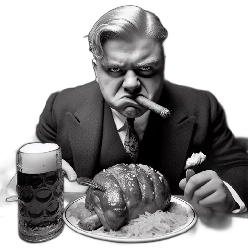 food, animal, elegant, gentleman, dressed, suit, tie, sits transparent PNG cut-out