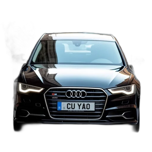 car, photorealistic, 3d render, black, audi, sedan, parked, side transparent PNG cut-out