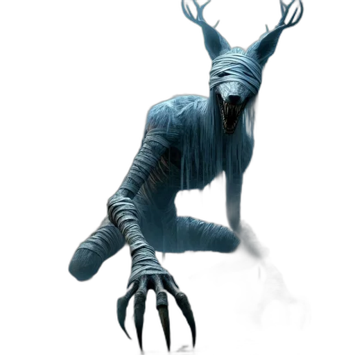 creature, animal, mask, staff, concept art, 3d render, fantasy art, pixel art transparent PNG cut-out