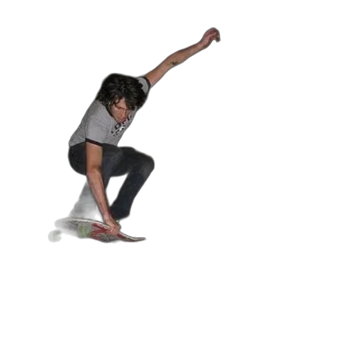 staff, creature, weapon, hair, 3d render, concept art, pixel art, skateboarder transparent PNG cut-out