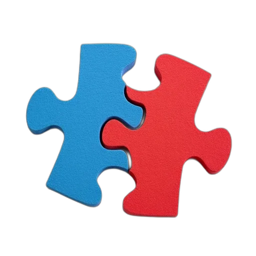 weapon, jewelry, 3d render, red, blue, foam, puzzle, piece transparent PNG cut-out
