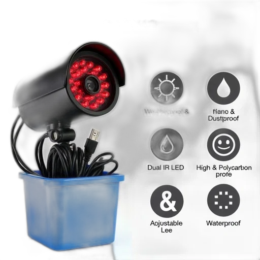 product, image, showcasing, security, camera, black, dome, red transparent PNG cut-out
