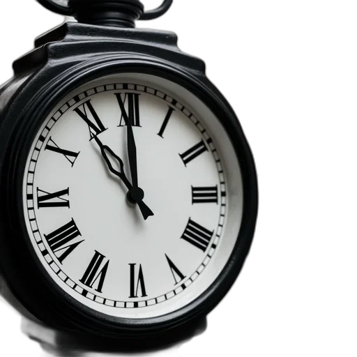 3d render, photorealistic, black, white, clock, roman, numerals, set transparent PNG cut-out