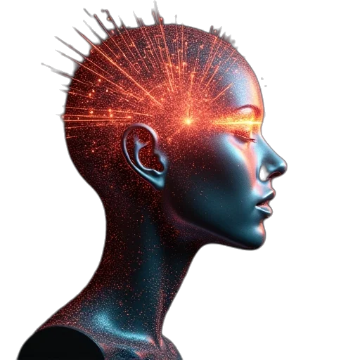 robot, hair, crown, face transparent PNG cut-out
