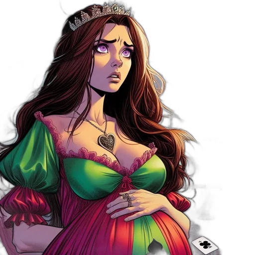 dress, comic book art, fantasy art, concept art, pixel art, colorful, startled, woman transparent PNG cut-out