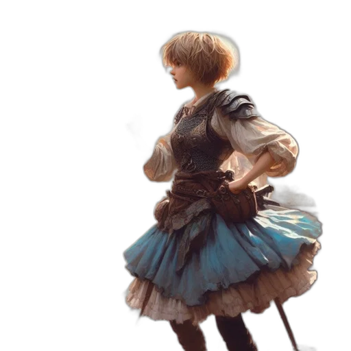 dress, staff, robot, sword, concept art, fantasy art, photorealistic, watercolor transparent PNG cut-out