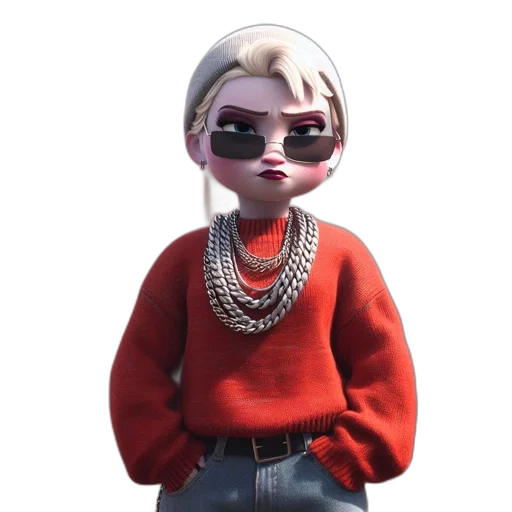 jacket, jewelry, staff, 3d render, cartoon, concept art, photorealistic, animated transparent PNG cut-out
