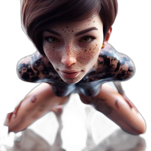 face, robot, dress, creature, photorealistic, concept art, fantasy art, 3d render transparent PNG cut-out