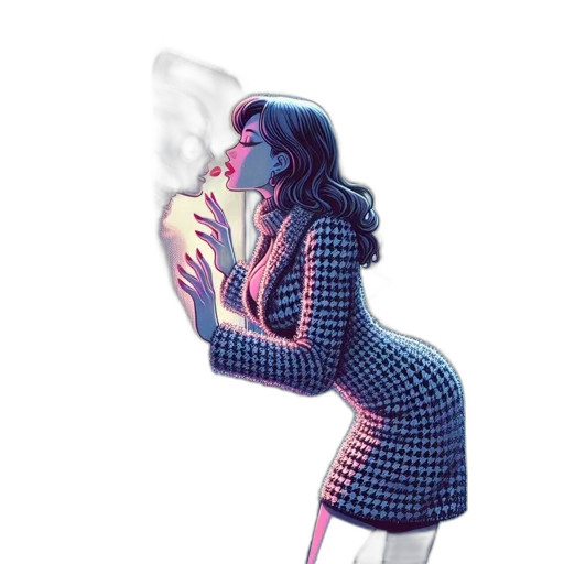dress, robot, jacket, concept art, comic book art, vaporwave, watercolor, neon lights transparent PNG cut-out