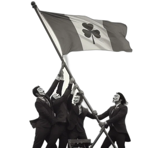 staff, umbrella, four, individuals, one, holding, unique, four-leaf transparent PNG cut-out