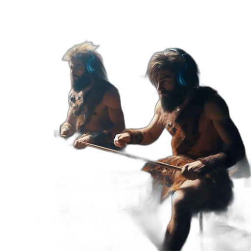concept art, fantasy art, photorealistic, 3d render, underwater, fire, prehistoric, figures transparent PNG cut-out