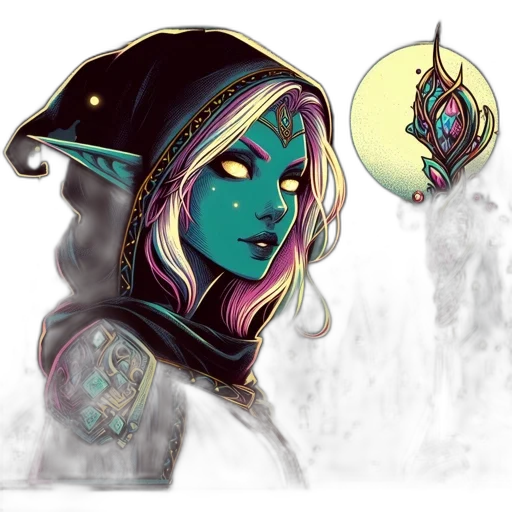 mask, face, concept art, fantasy art, comic book art, watercolor, outer space, neon lights transparent PNG cut-out
