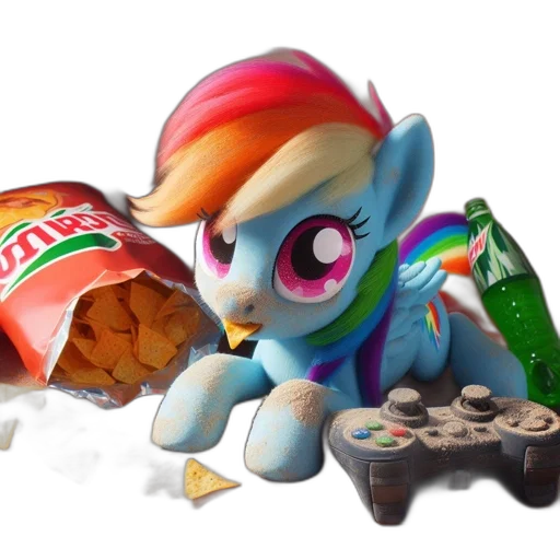food, 3d render, concept art, home, setting, rainbow, dash, little transparent PNG cut-out