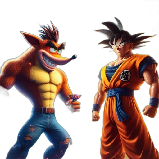 concept art, 3d render, pixel art, fantasy art, two, muscular, characters, one transparent PNG cut-out