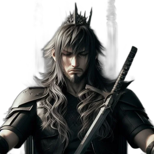 sword, crown, staff, fantasy art, concept art, photorealistic, 3d render, regal transparent PNG cut-out
