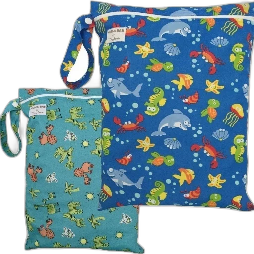 two, waterproof, bags, sea, creature, designs, one, blue transparent PNG cut-out