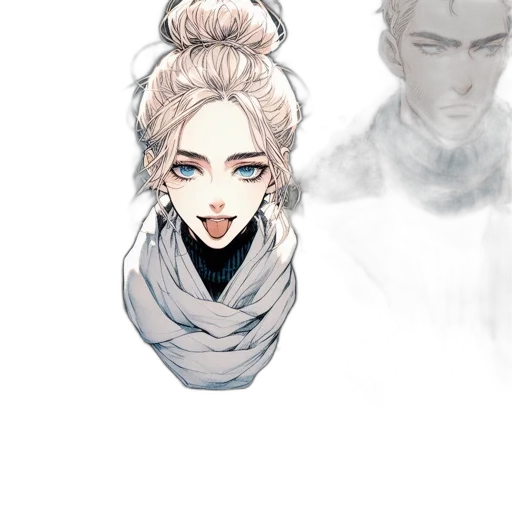 mask, face, jacket, creature, concept art, fantasy art, anime, watercolor transparent PNG cut-out