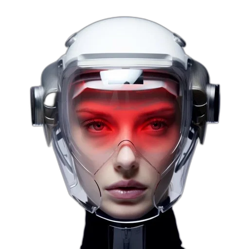 robot, mask, face, cyberpunk, concept art, 3d render, photorealistic, outer space transparent PNG cut-out