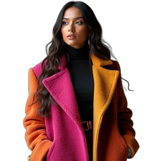 jacket, staff, colorful, neon, golden, dark, aleesha, khan transparent PNG cut-out
