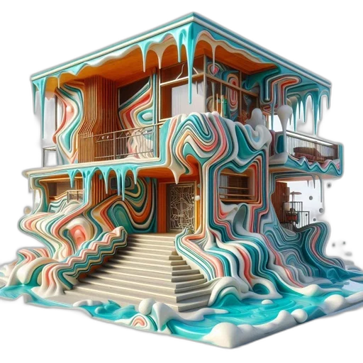 building, 3d render, concept art, vaporwave, photorealistic, pastel, image, portrays transparent PNG cut-out