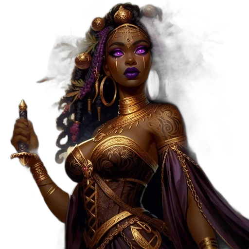 fantasy art, concept art, comic book art, photorealistic, golden, dark, earth tones, woman transparent PNG cut-out