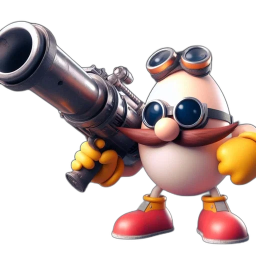 weapon, robot, animal, staff, concept art, 3d render, anthropomorphic, egg transparent PNG cut-out