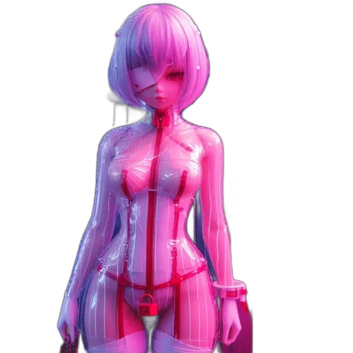 dress, robot, creature, mask, 3d render, concept art, cyberpunk, vaporwave transparent PNG cut-out