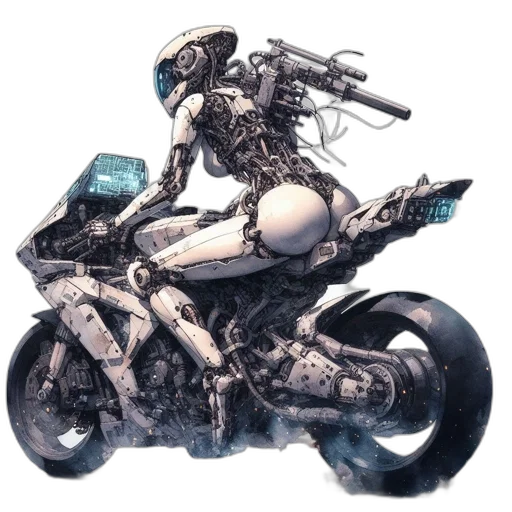 robot, creature, cyberpunk, concept art, comic book art, fantasy art, foreground, stands transparent PNG cut-out