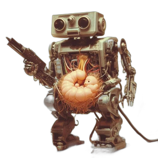 robot, weapon, food, staff, concept art, 3d render, photorealistic, cyberpunk transparent PNG cut-out