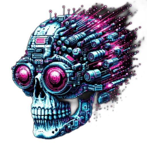 robot, face, mask, cyberpunk, pixel art, vaporwave, concept art, neon transparent PNG cut-out