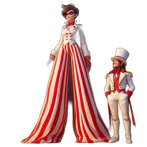 concept art, 3d render, red, inside, circus, tent, towering, woman transparent PNG cut-out