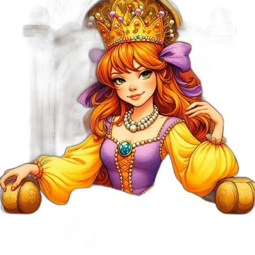 crown, jewelry, staff, dress, fantasy art, pixel art, concept art, watercolor transparent PNG cut-out