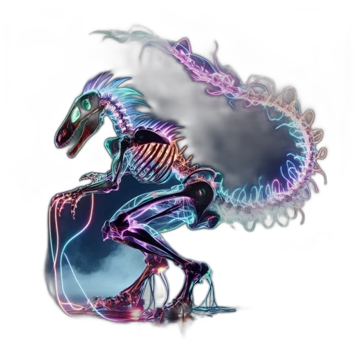 dragon, creature, animal, robot, concept art, fantasy art, vaporwave, 3d render transparent PNG cut-out