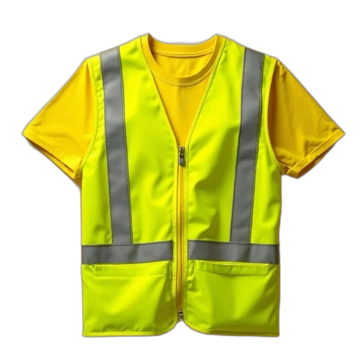 jacket, staff, dress, 3d render, neon, yellow, safety, vest transparent PNG cut-out