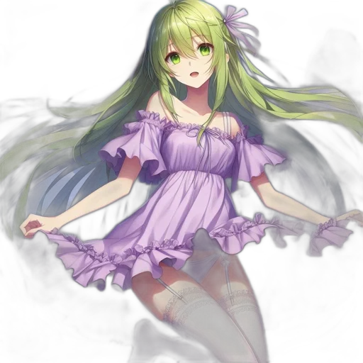 dress, staff, weapon, flower, anime, watercolor, fantasy art, pixel art transparent PNG cut-out