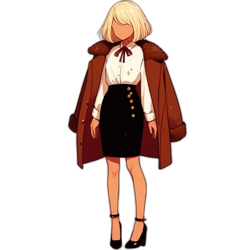 jacket, dress, staff, concept art, pixel art, cartoon, anime, earth tones transparent PNG cut-out